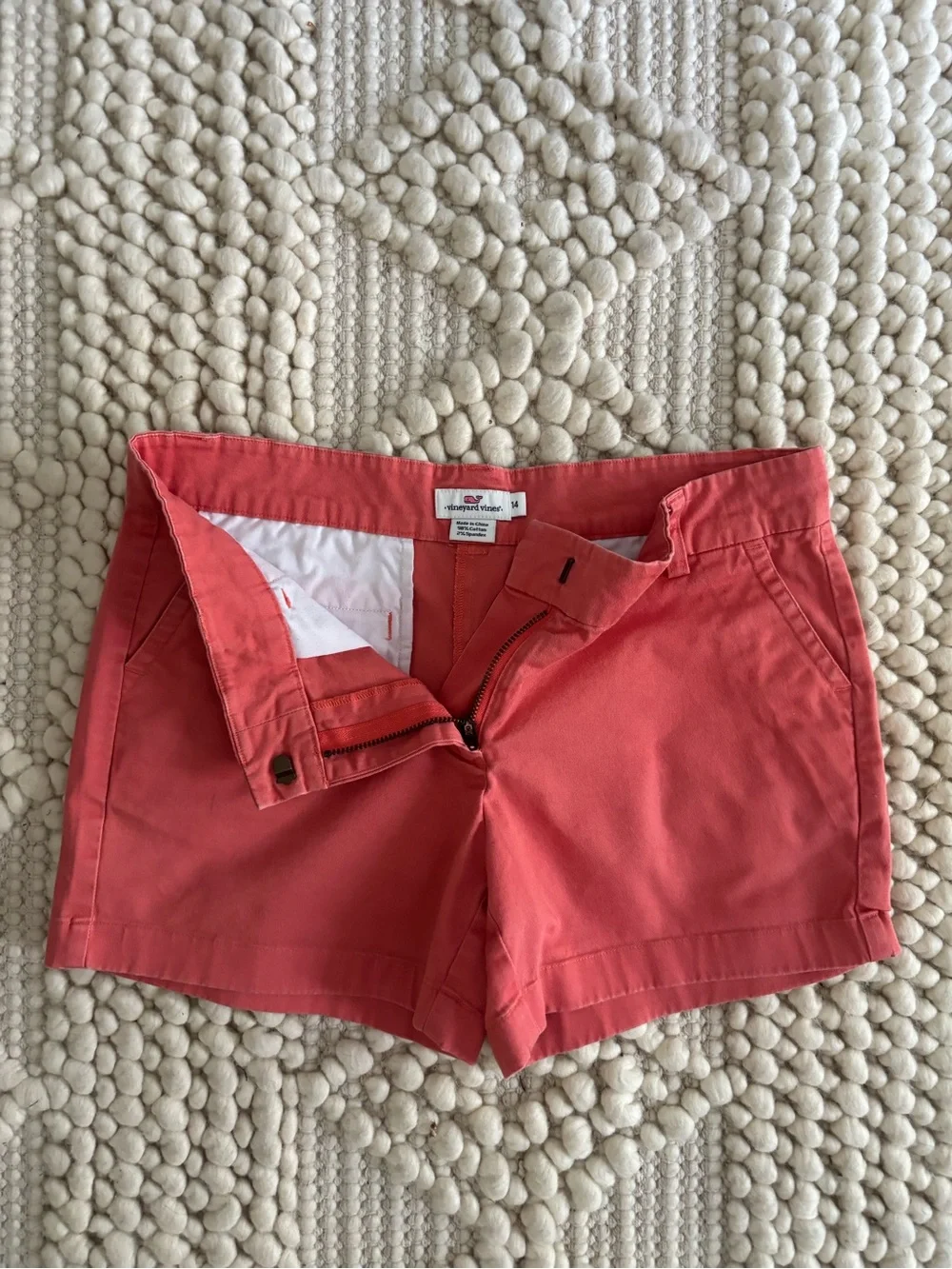 Vineyard Vines Coral Pink Chino Cotton Shorts Girl size 14